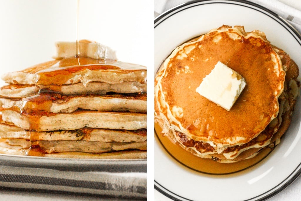 没有一堆最好的、柔软的、蓬松的老式煎饼，早餐就不完整。15分钟内就能轻松搞定!| aheadofthyme.com