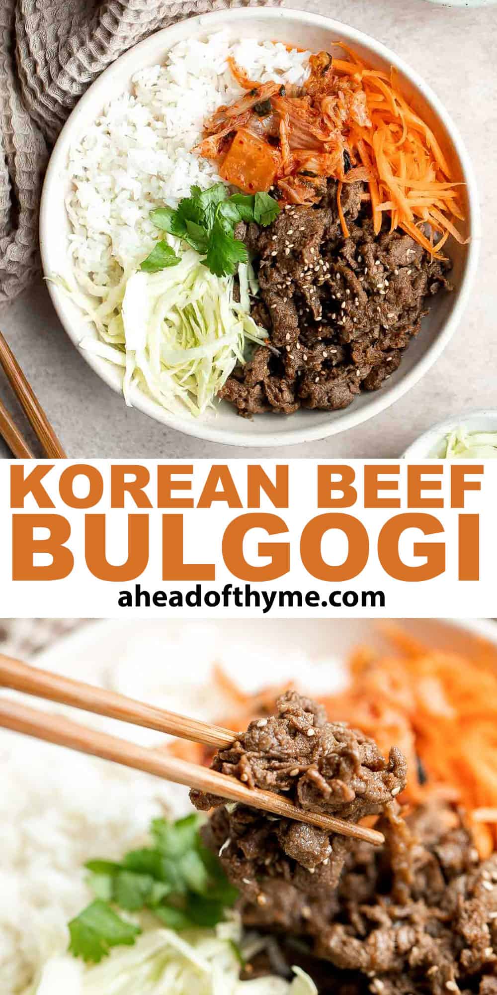 韩国烤肉是一个美味的牛肉,快速和容易与切成薄片的牛肉腌制30分钟的餐美味的甜食和美味蒜酱油。| aheadofthyme.com